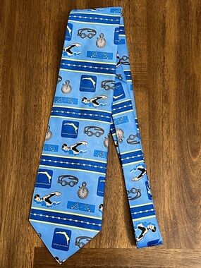 Ralph Marlin Blue Swimming Motif Men’s Tie
